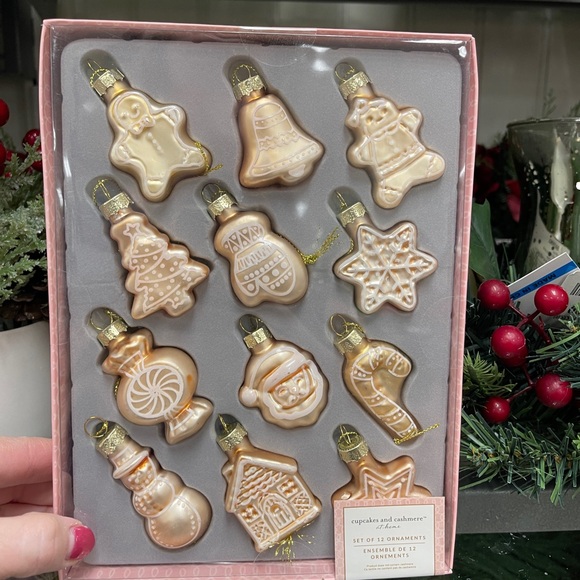 Christmas Gingerbread Glass Mini Ornaments set of 12 Cupcakes & Cashmere - Picture 1 of 2